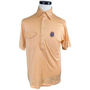 Vintage 1980s Pickering Active Sportswear Mens Peach Polo Shirt W/ Pocket Large